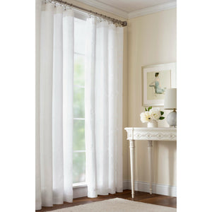 Pine Cone Hill Striped Sheer White Curtain Panel