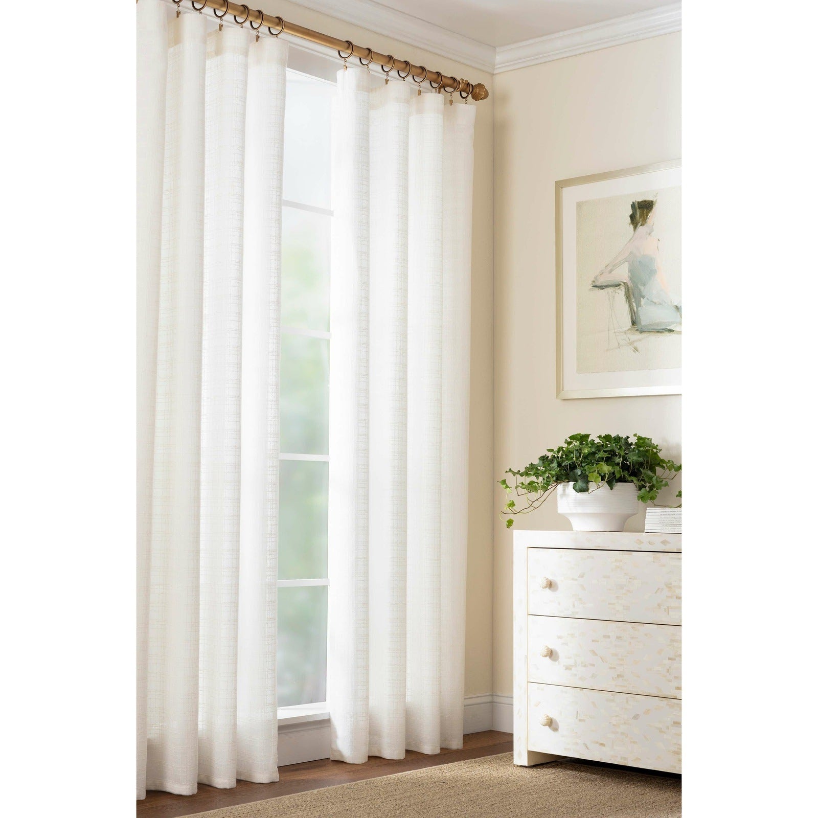 Pine Cone Hill Textured Sheer Dove White Curtain Panel