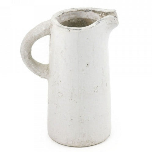Antiqued White Stoneware Pitcher