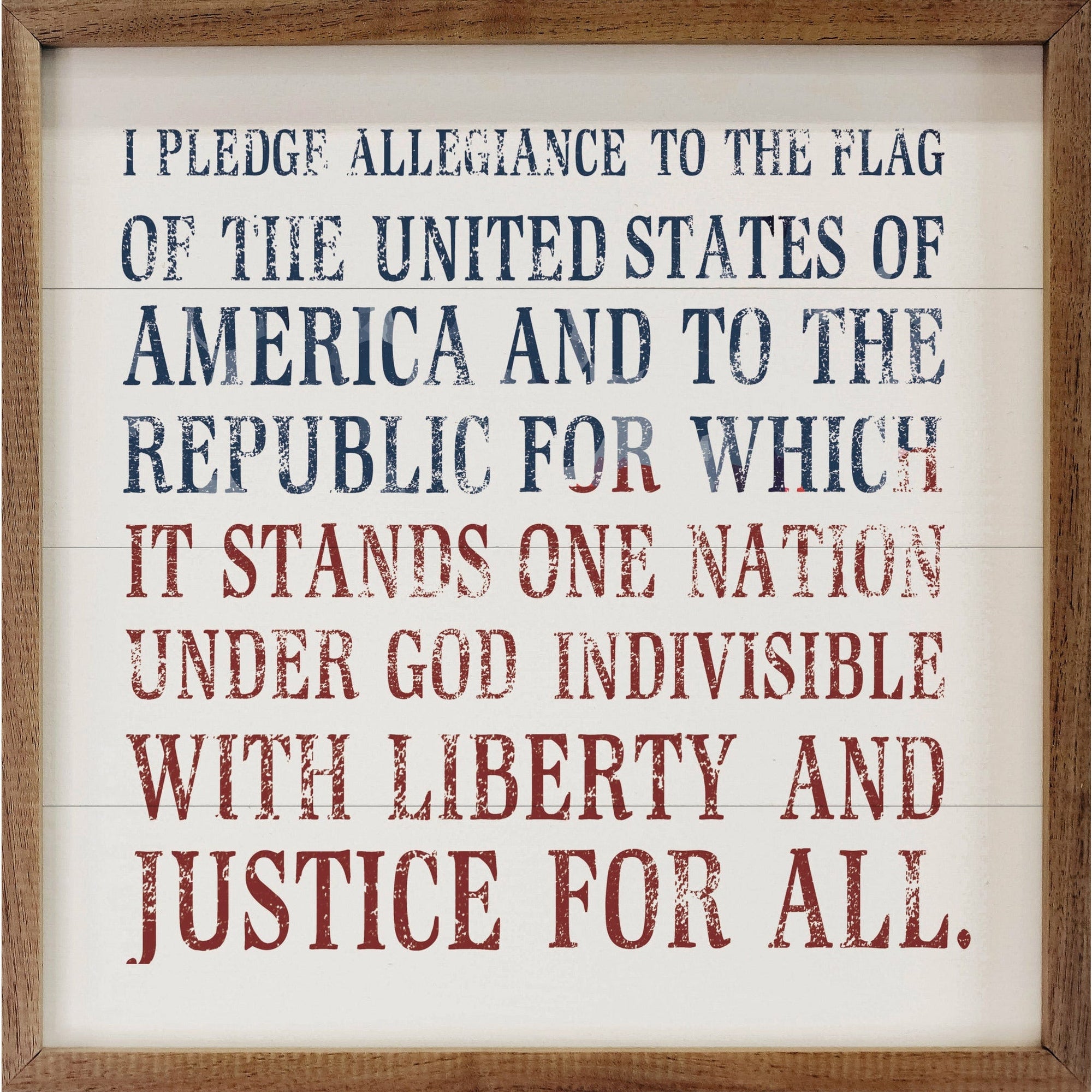 Pledge Of Allegiance Blue And Red Wood Framed Print