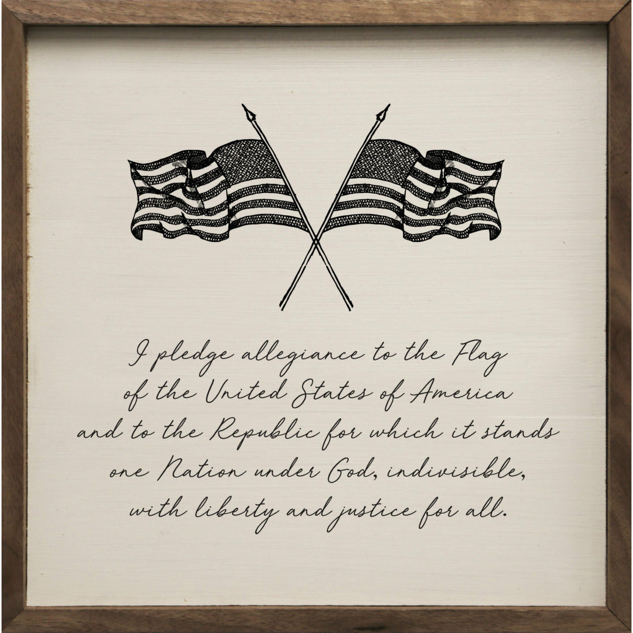 Pledge Of Allegiance Flags Wood Framed Print