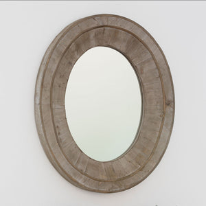 Primitive Reclaimed Wood Oval Mirror
