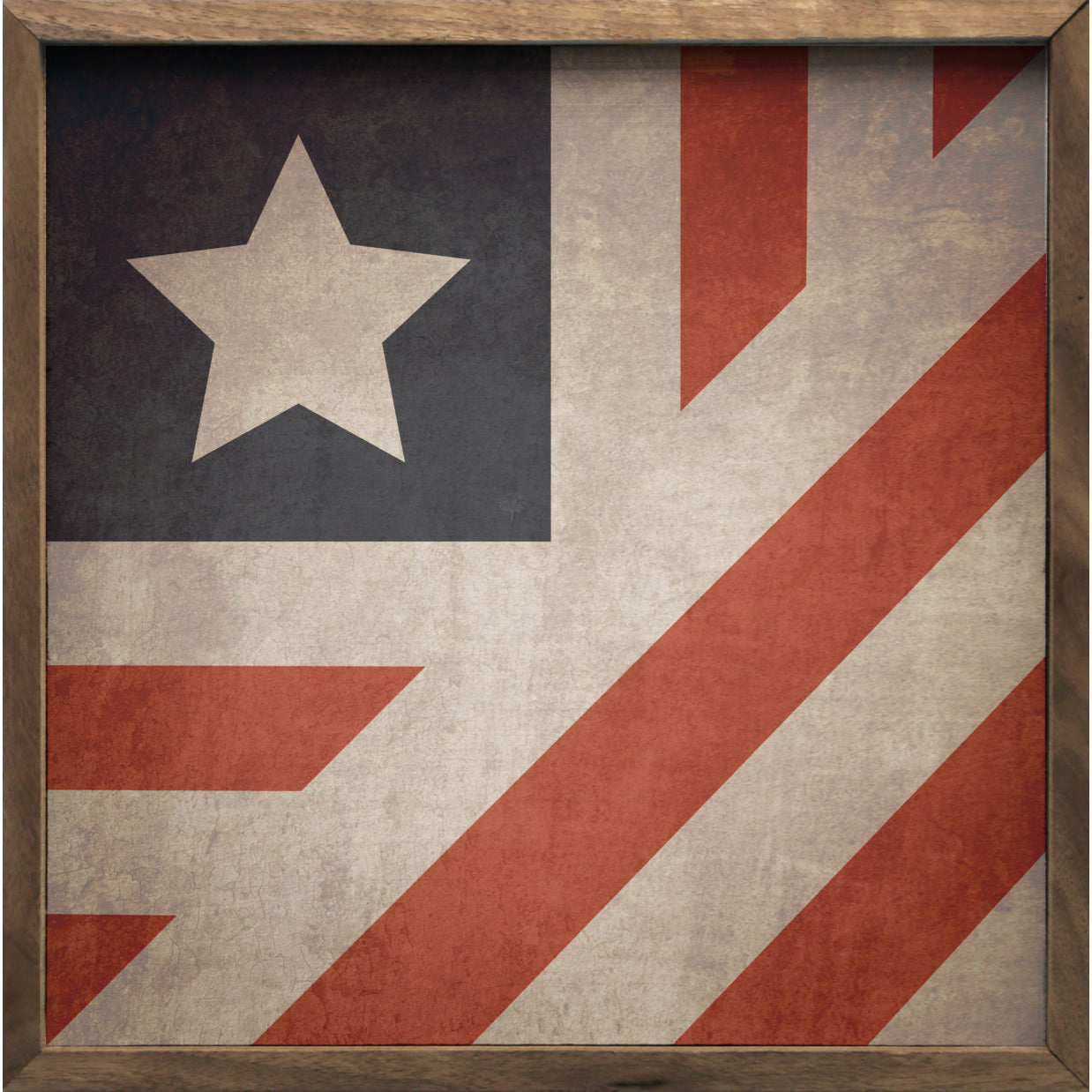 Quilt American Flag Wood Framed Print