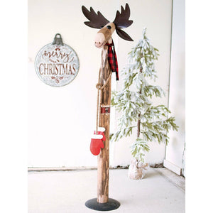 Recycled Wood & Iron Standing Moose