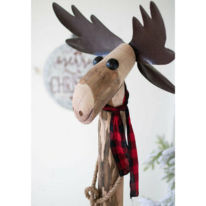 Recycled Wood & Iron Standing Moose