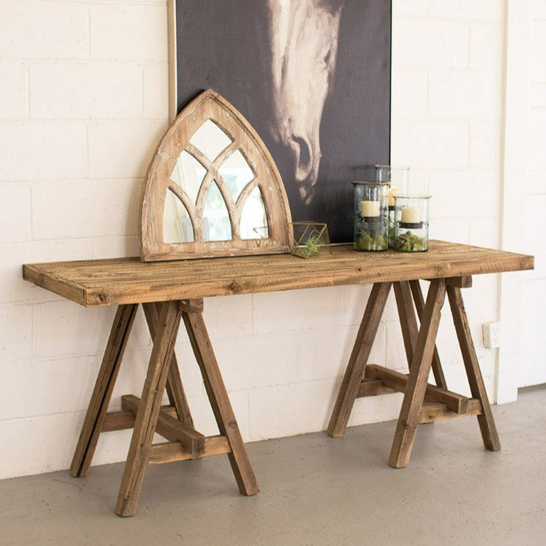 Recycled Wood Sawhorse Table