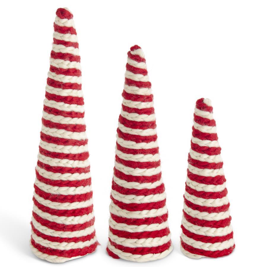 Red & White Braided Yarn Cone Tree A Cottage in the City