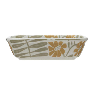 Retro Floral Stoneware Soap Dish