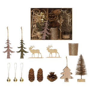 Rustic Holiday Boxed Votive Ornaments Gift Set