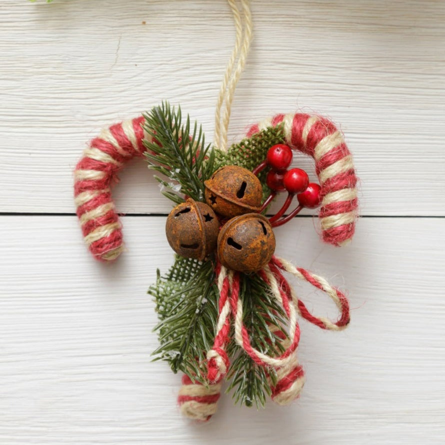 Rustic Twine Candy Cane Ornament