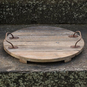 Rustic Wood Tray With Metal Handles