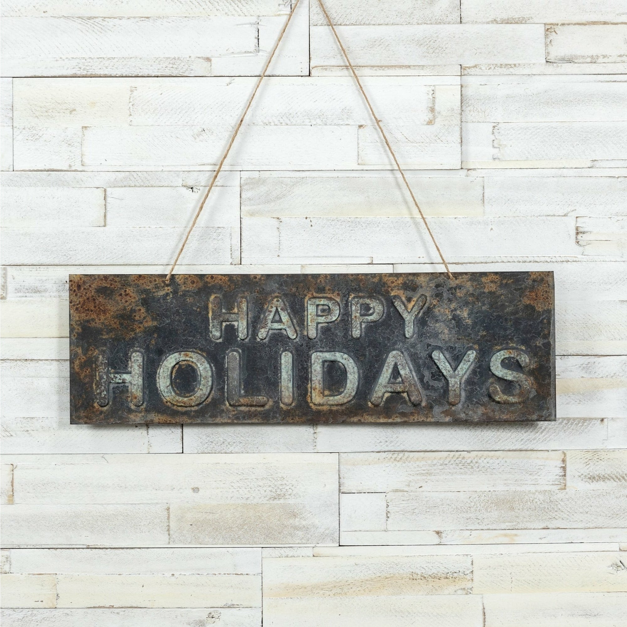 Rusty Happy Holidays Metal Sign