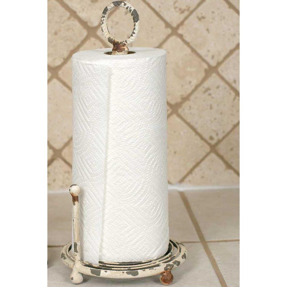 Rusty Metal Antique White Paper Towel Holder