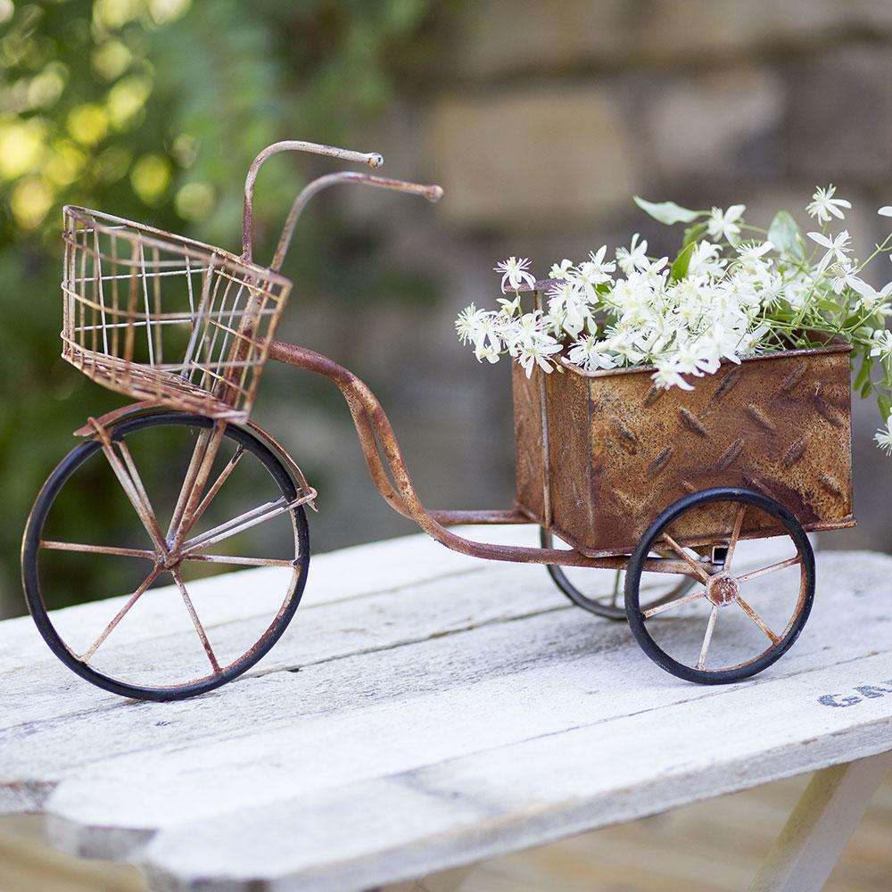 Rusty Metal Tricycle Planter