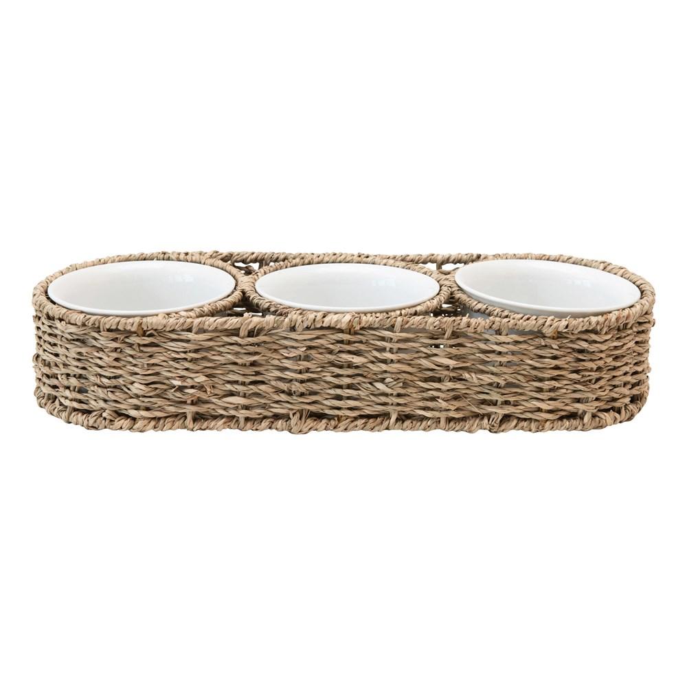 Seagrass Ceramic Bowls Basket