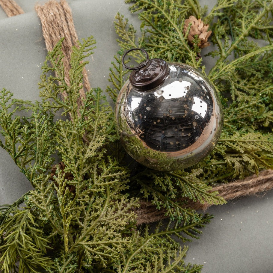 Silver Mercury Glass Ball Ornament