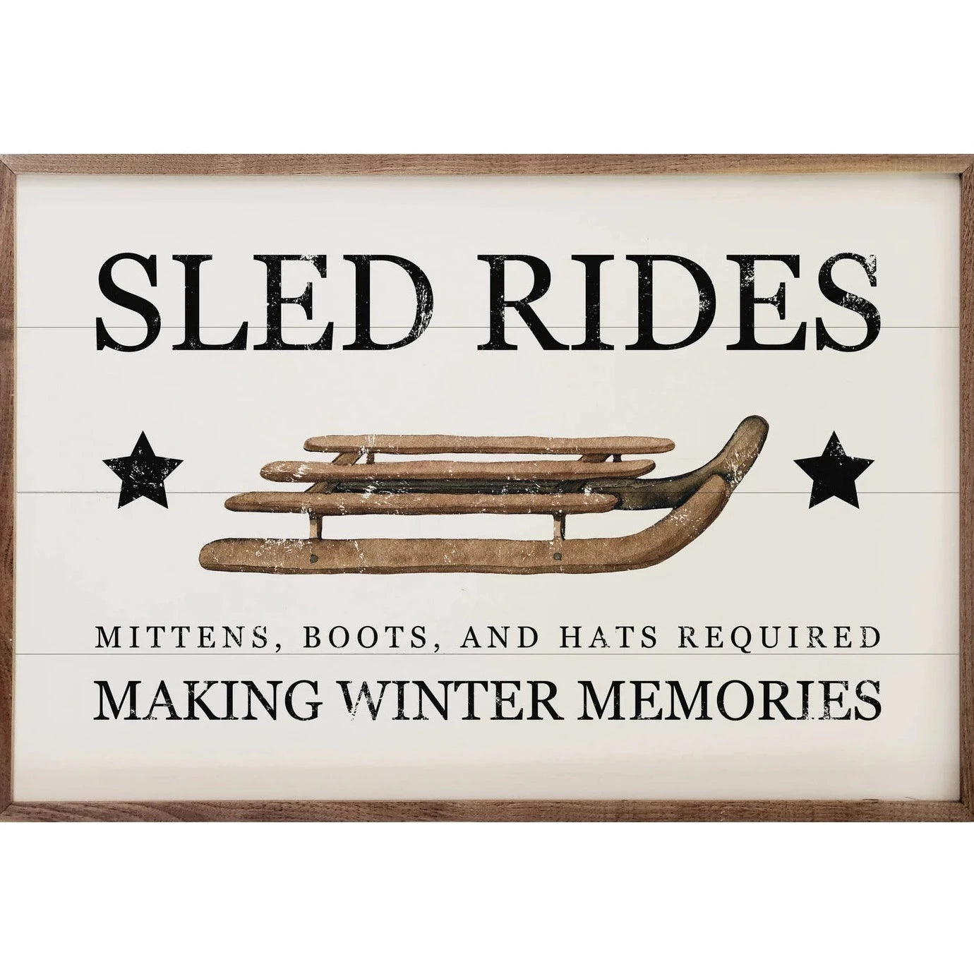 Sled Rides Wood Framed Print