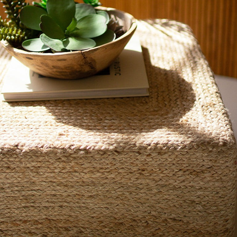 Square Braided Jute Pouf A Cottage in the City