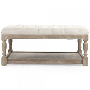 Square Tufted Limed Grey Oak Ottoman