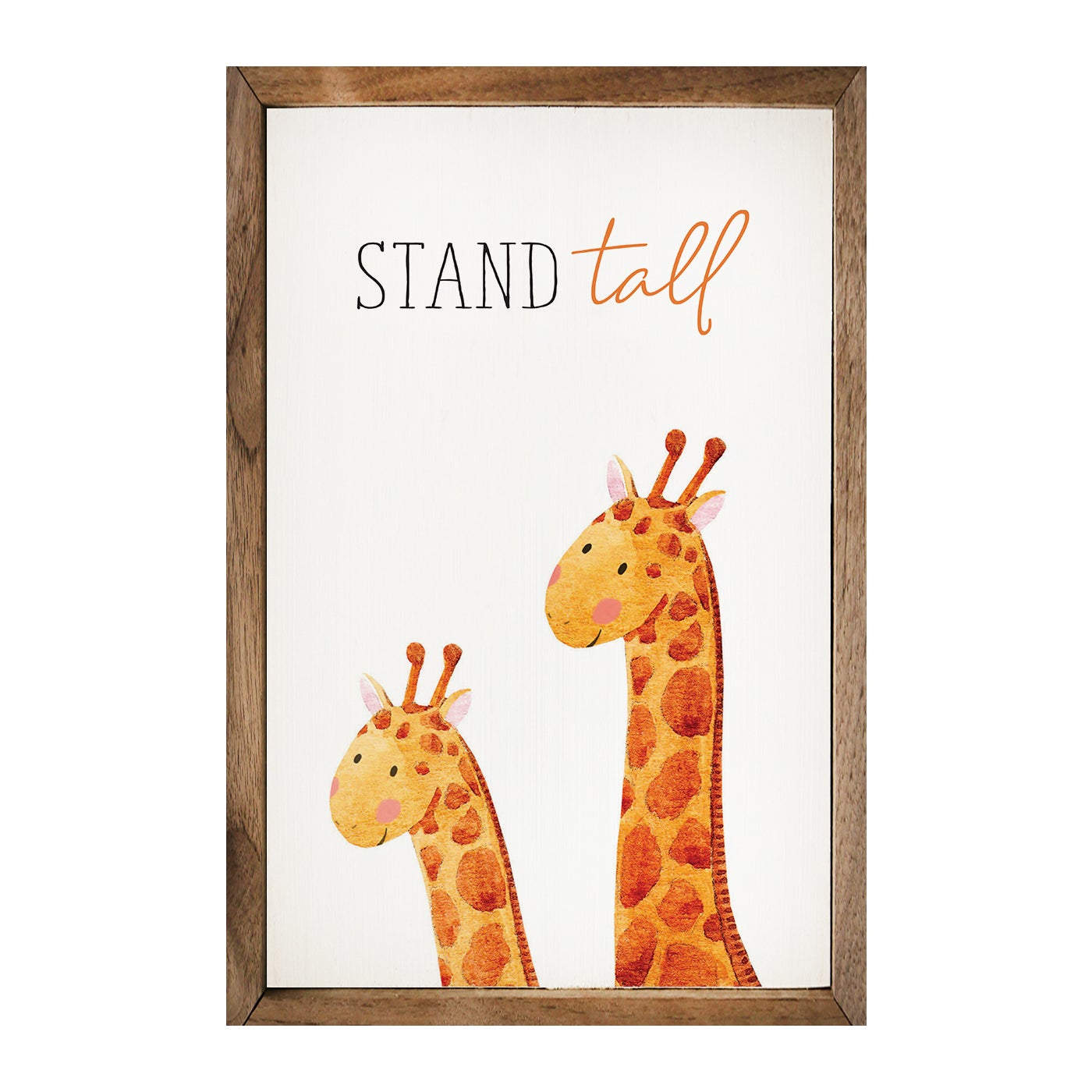 Stand Tall Giraffe White Wood Framed Print