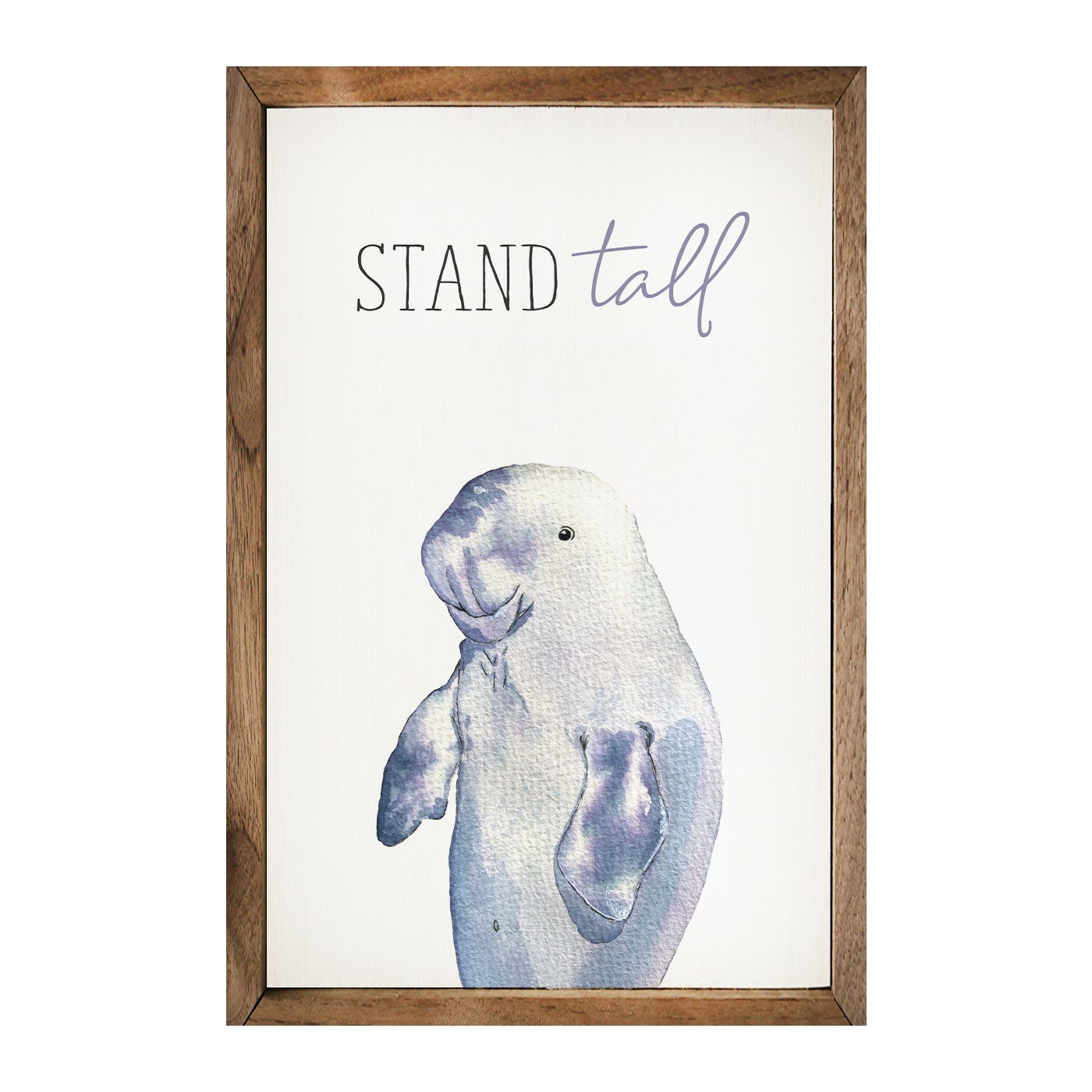 Stand Tall Manatee White Wood Framed Print