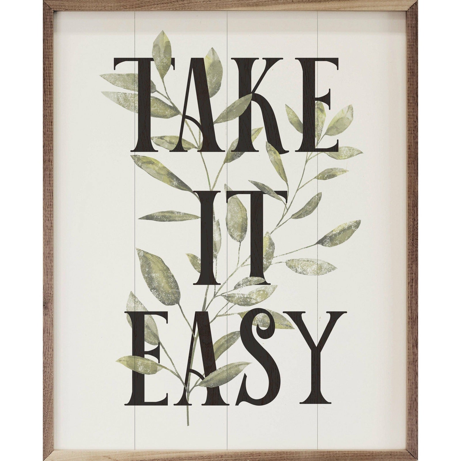 Take It Easy Greenery Wood Framed Print