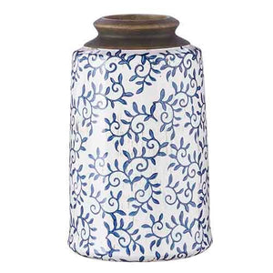 Tall Blue Floral Vase