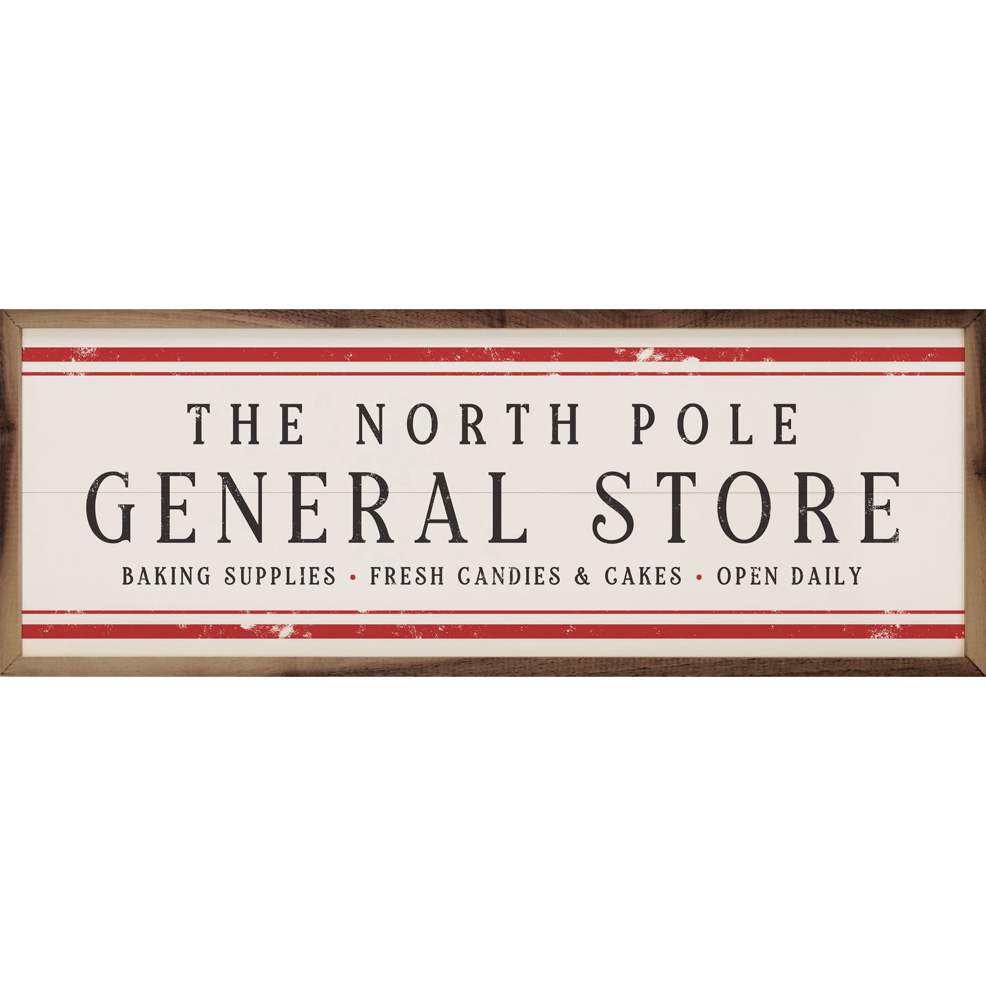 The North Pole General Store Stripe Wood Framed Print