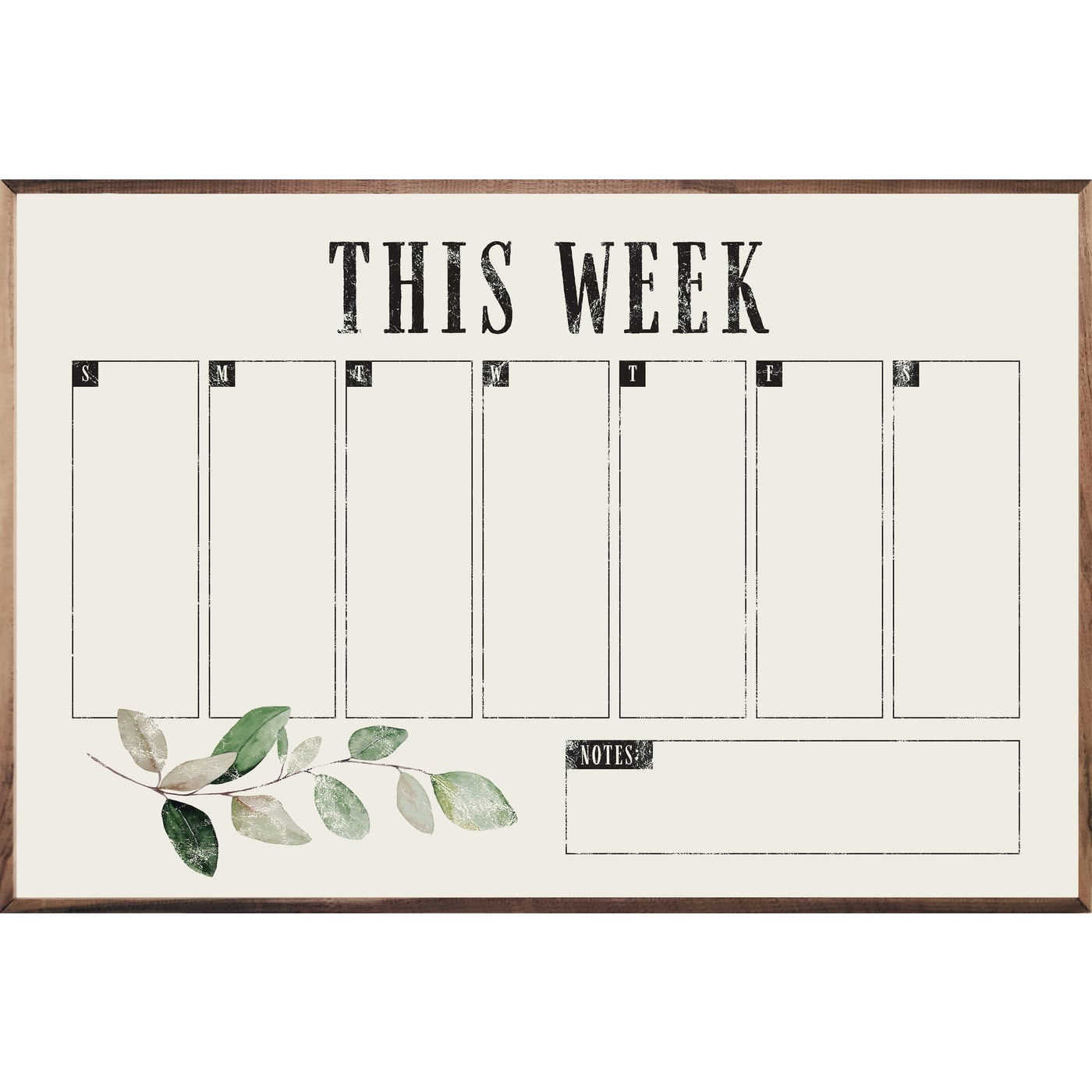 This Week With Greenery Wood Framed Whiteboard
