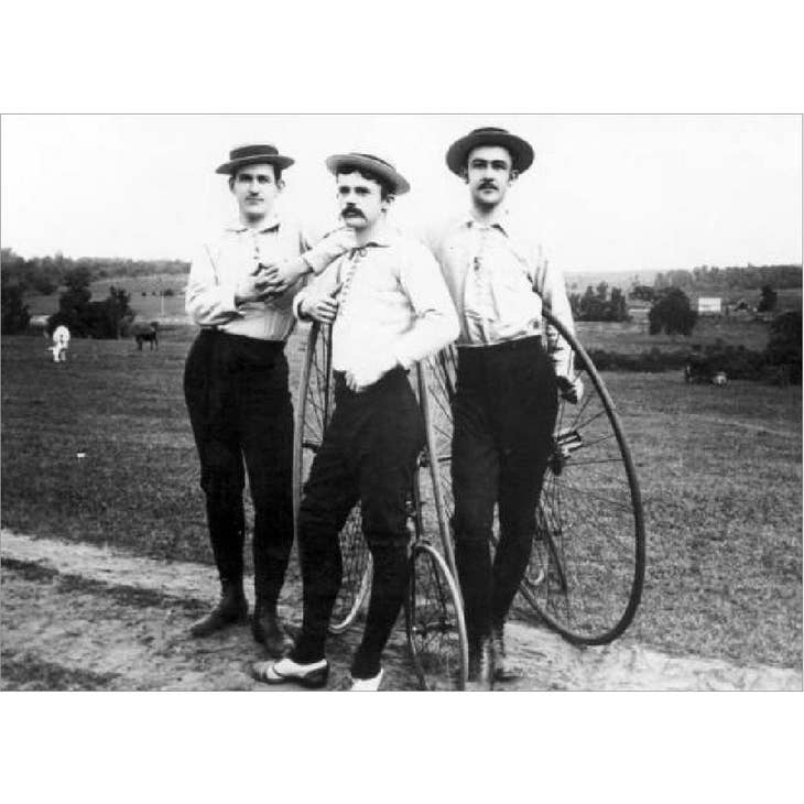 Three Bicyclists Vintage Photograph Birthday Card