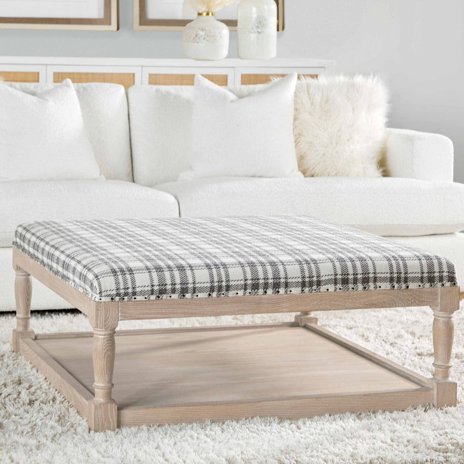 Townsend Upholstered Tartan Charcoal Coffee Table