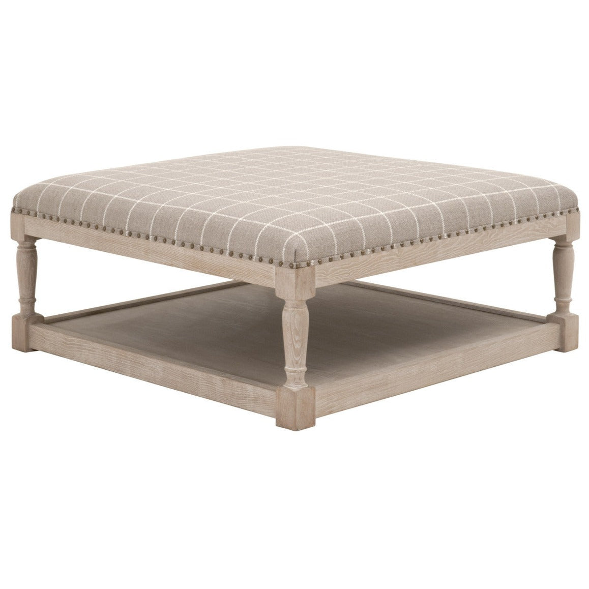 Townsend Upholstered Windowpane Pebble Coffee Table