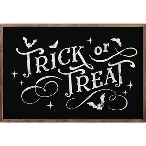 Trick Or Treat Bats And Curls Wood Framed Print