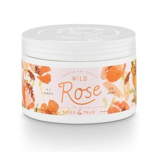 Tried & True Wild Rose Small Tin Candle