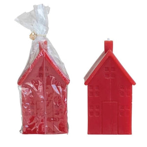 Unscented House Shaped Candle Red