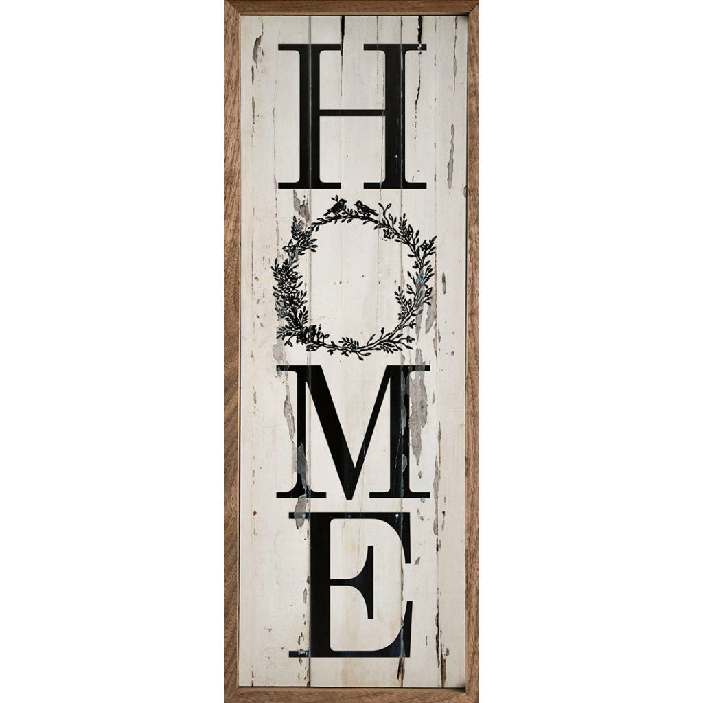 Vertical Home Wreath Wood Framed Print