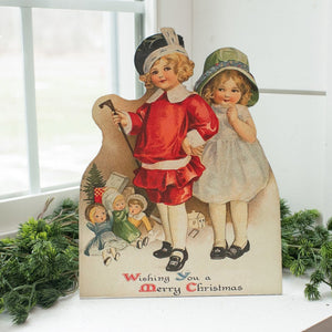 Vintage Reproduction Merry Christmas Board Stand