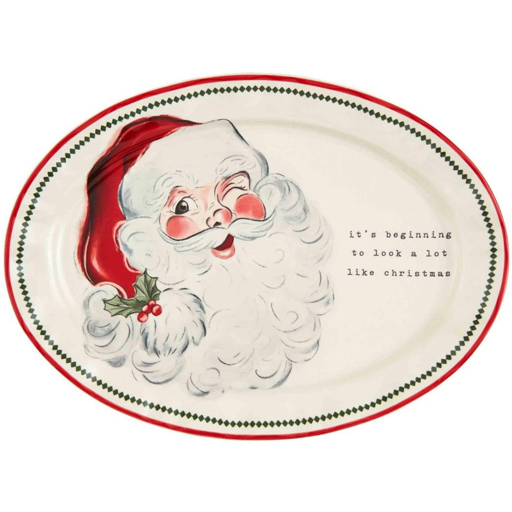 Vintage Santa Stoneware Platter