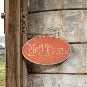 Vintage Style Merry Christmas Hanging Metal Sign