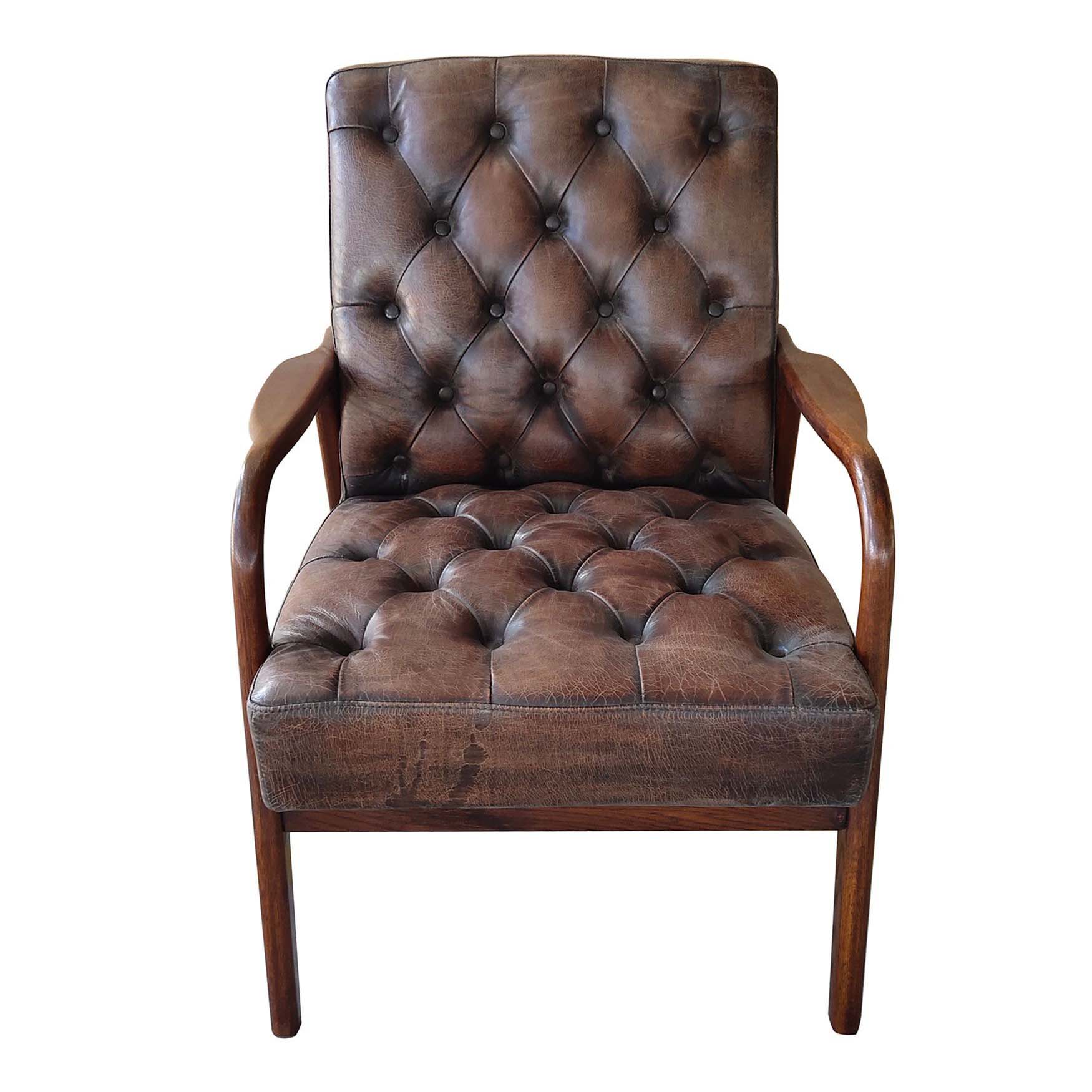 Vintage Cigar Leather Accent Chair