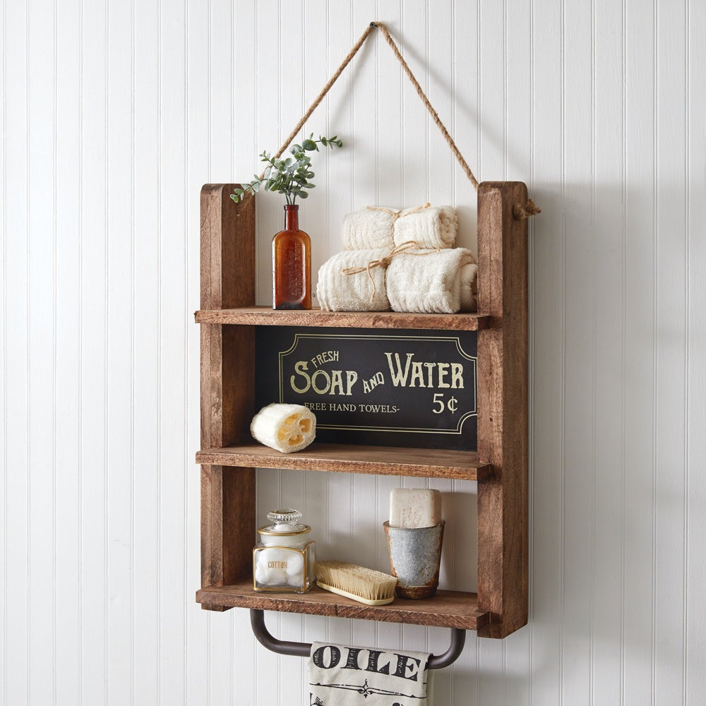 White Enamel Toilet Paper Holder Rustic Wall Mount Hand Towel Bar Farmhouse  Decor