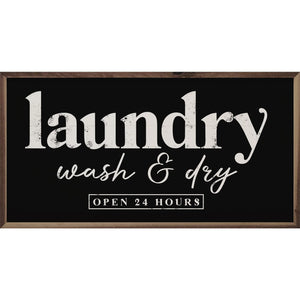 Laundry Wash And Dry Open 24 Hours Wood Framed Print | A Cottage in the ...