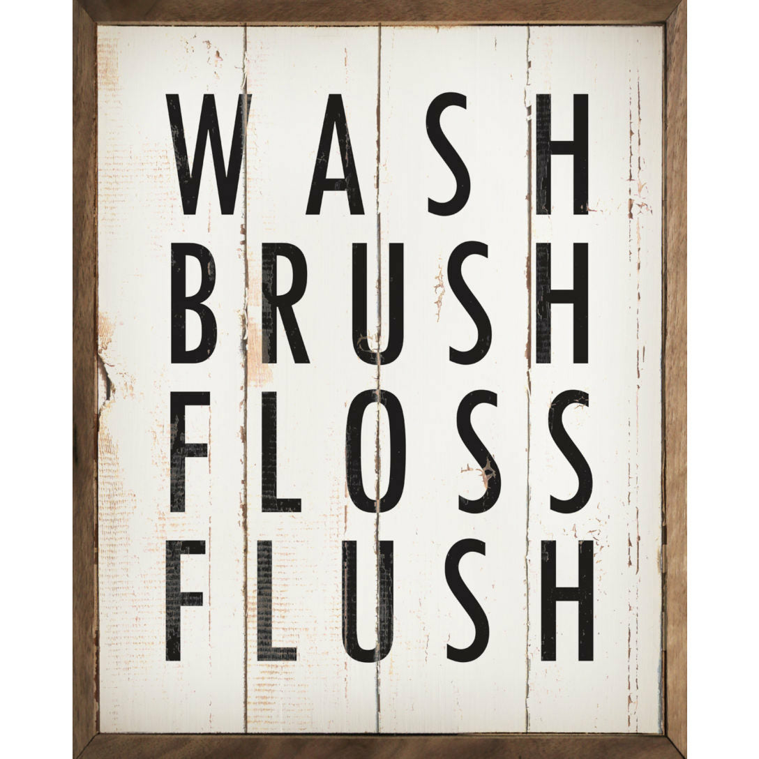 Wash Brush Floss Flush Wood Framed Print