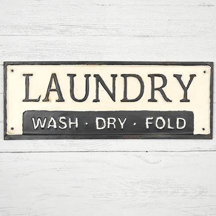 Wash Dry Fold Metal Laundry Sign