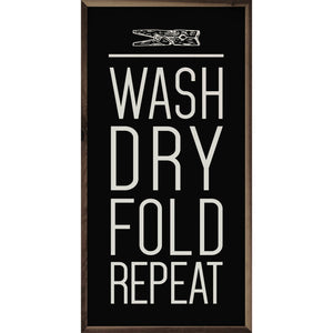 Wash Dry Fold Repeat Vertical Wood Framed Print
