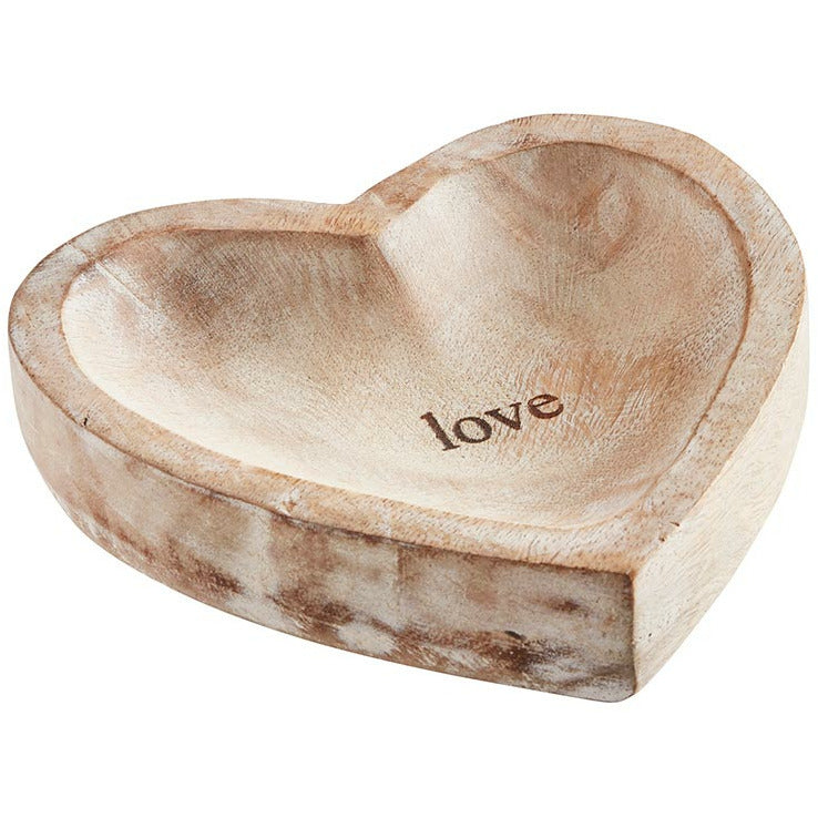 Washed Wood Love Heart Dish