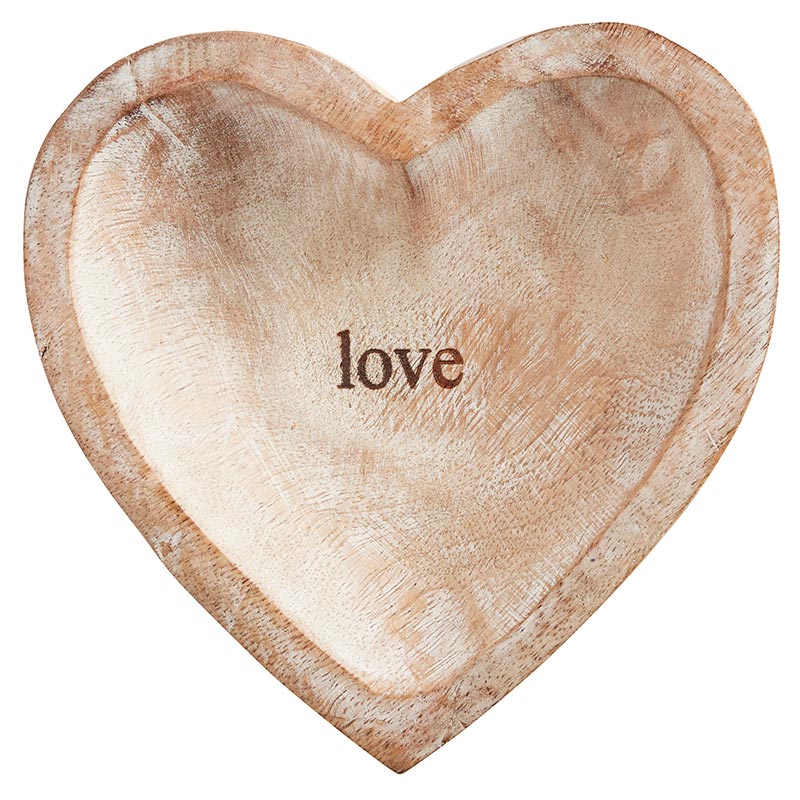 Washed Wood Love Heart Dish