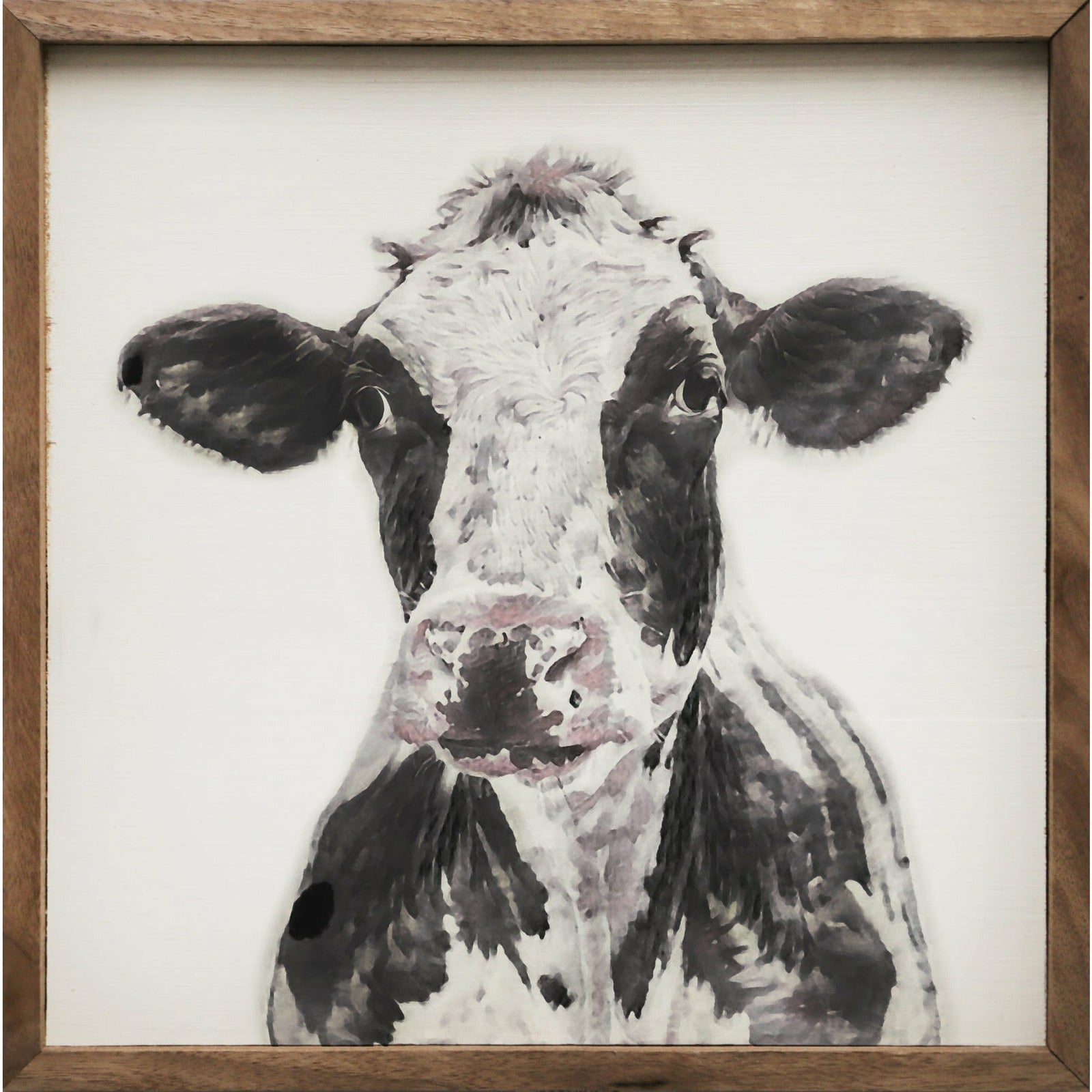 Watercolor Dairy Cow Wood Framed Print