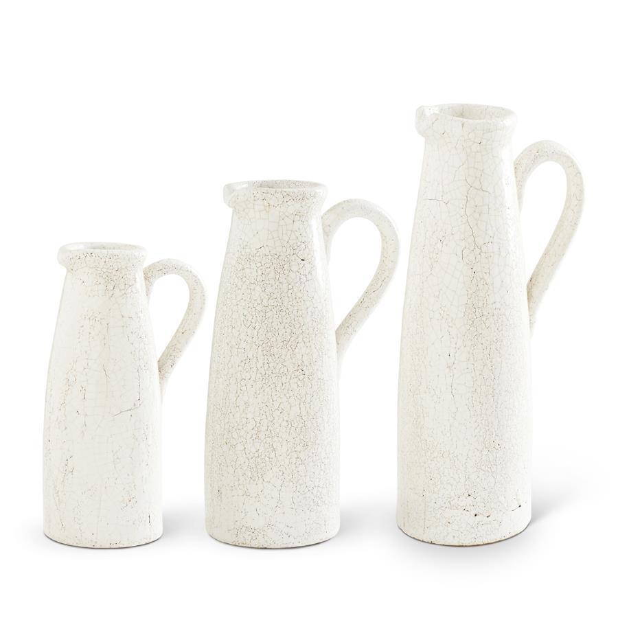 White Crackle Tall Pitcher