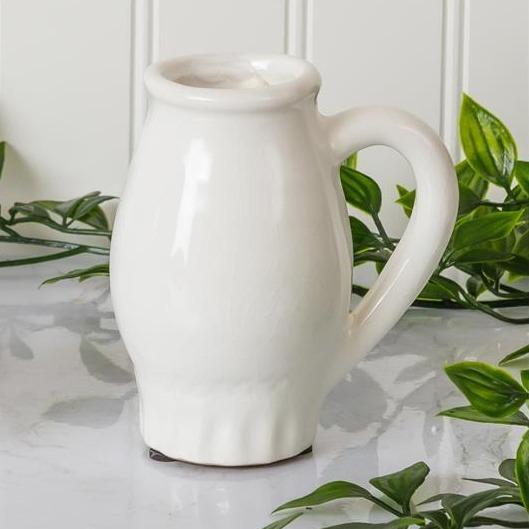 White Pottery Bud Vase With Handle